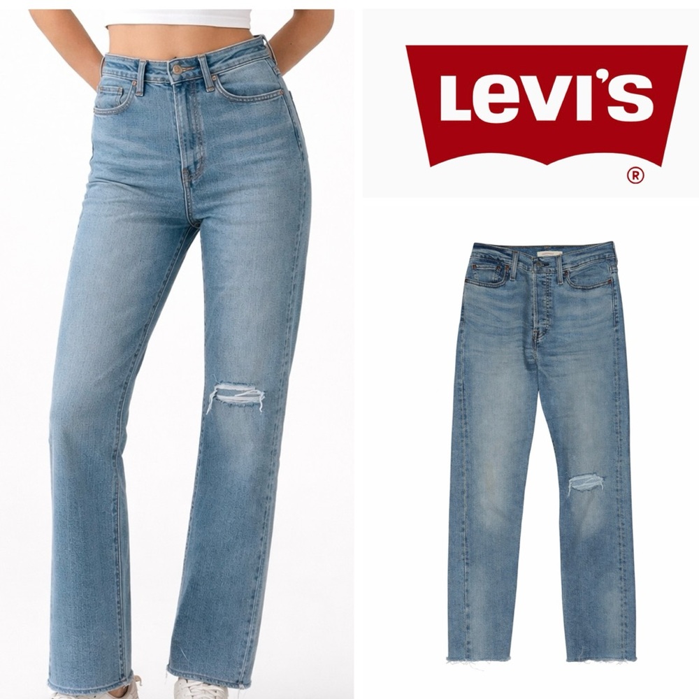 Levis Medium Denim Distressed Wedgie Fit Jeans size 28 Women